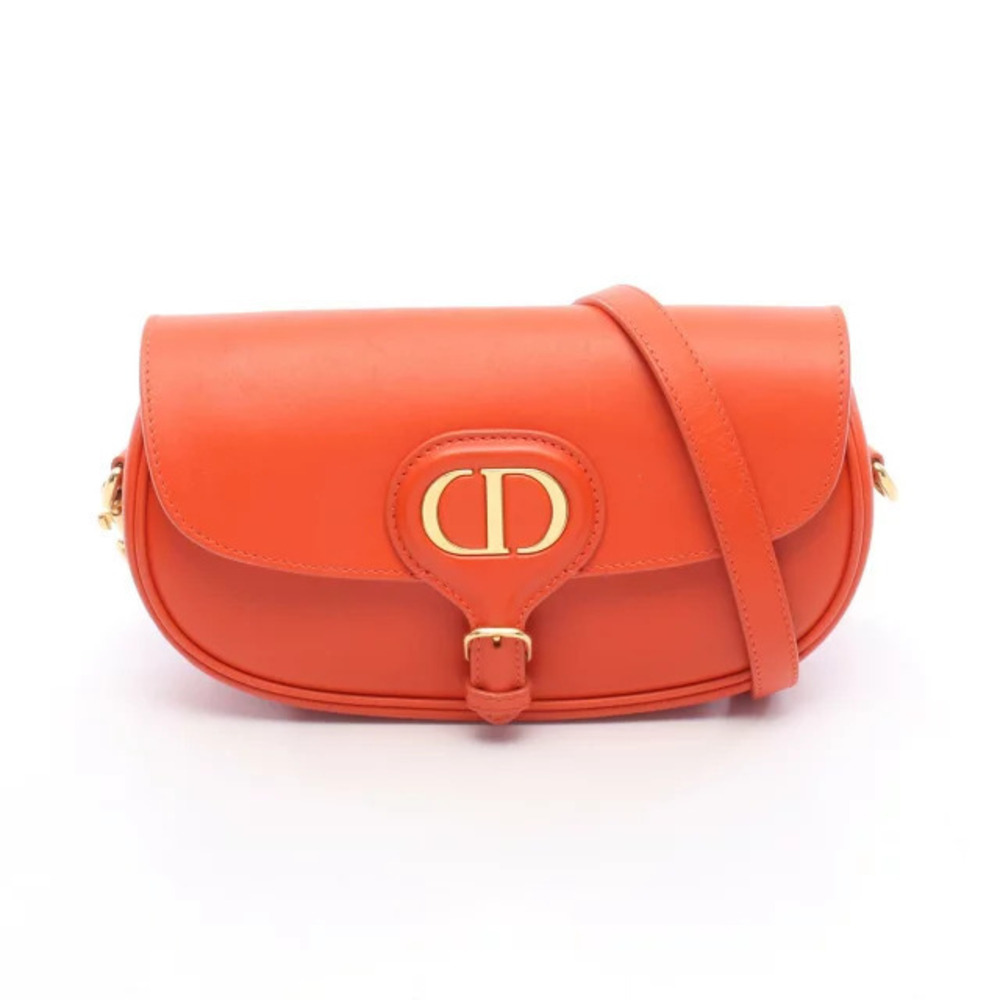 Christian Dior Bobby East West Shoulder Bag Leather Orange